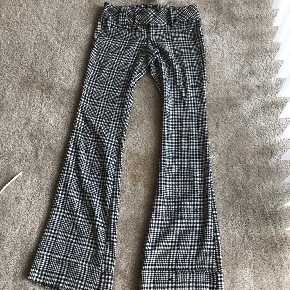 Black and white plaid wide leg pants